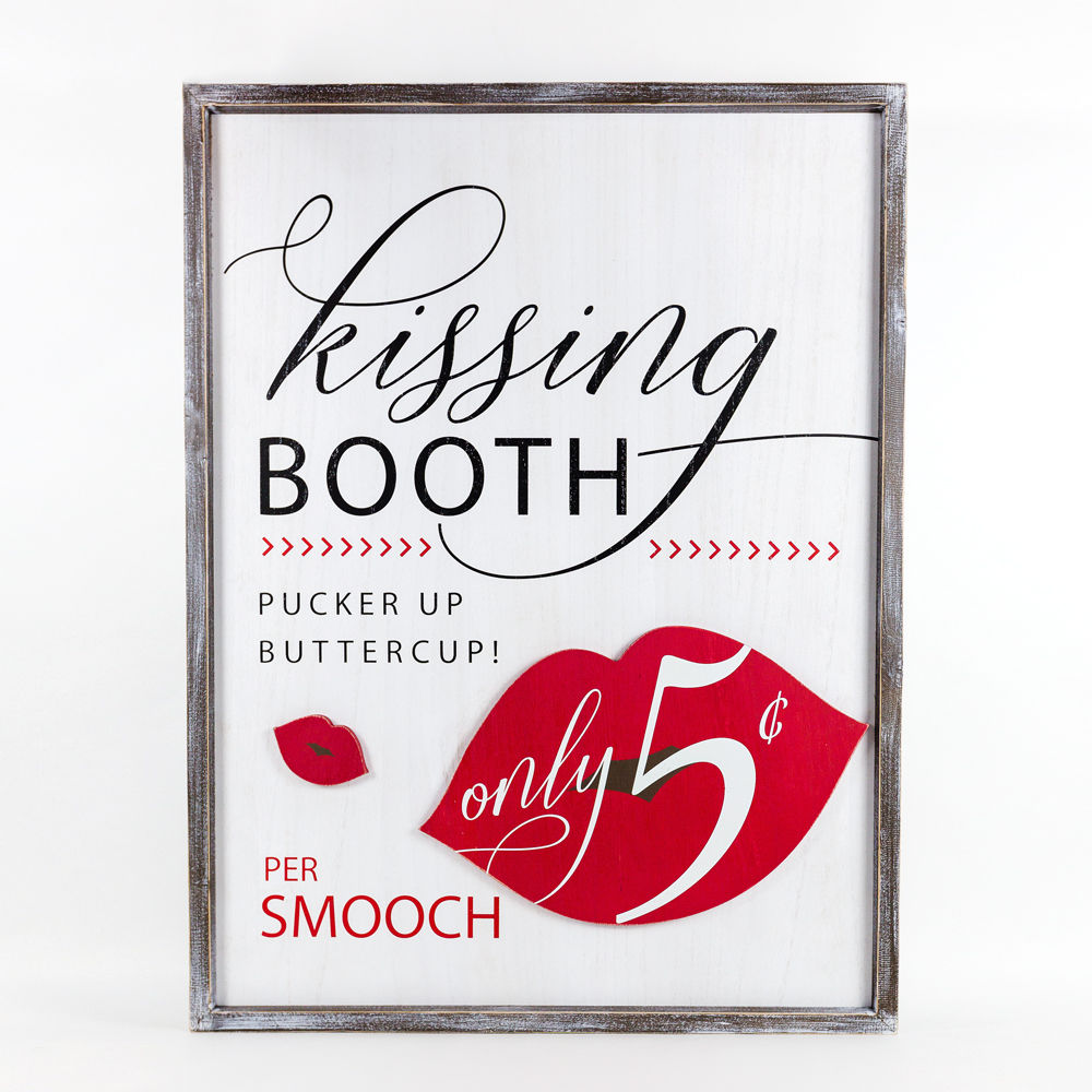 Reversible Wood Framed Sign "Kissing Booth Pucker Up" Adams Valentines Adams & Co.   