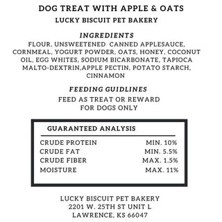 Watermelon Slice dog treat by Lucky Biscuit Pet Bakery showing ingredients list and guaranteed analysis