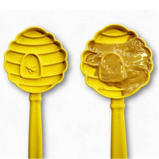 Lick Stick hand-held interactive enrichment toy, 2 yellow silicone pieces