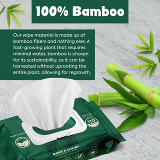 Extra-thick herbal-infused dog grooming wipes, 100-count pack in green packaging
