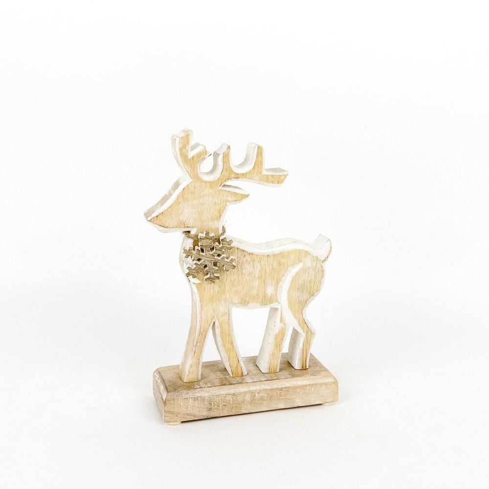 Mango Wood Cutout On Stand - Deer Adams Christmas Adams & Co.   