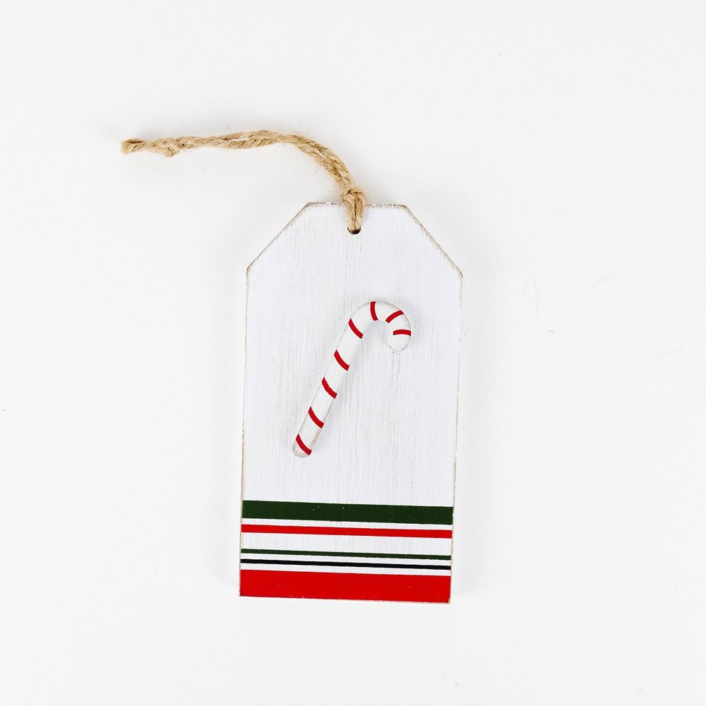 Double Sided Wood Tag - Candy Cane Adams Christmas Adams & Co.   