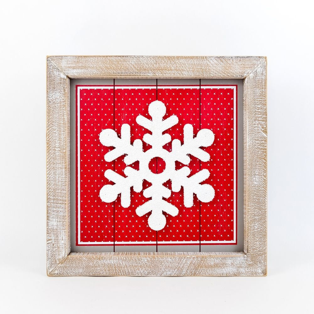 Reversible Wood Framed Sign - Snowflake Adams Christmas Adams & Co.   