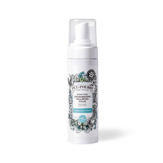 Pawsitively Fresh rinse-free deodorizing shampoo foam bottle, 6 oz, white container with teal label