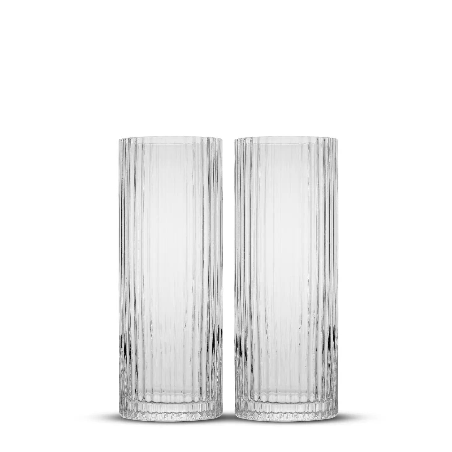 JoyJolt Elle Fluted Highball Juice Tumblers Glass - Set of 2  JoyJolt   