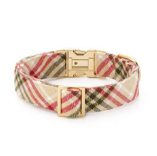 Eggnog Plaid Flannel Holiday Dog Collar The Foggy Dog