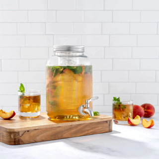 Fluted 1-Gallon Glass Drink Dispenser  JoyJolt   