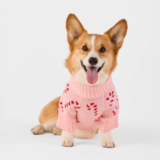 Pink Candy Canes Dog Sweater The Foggy Dog