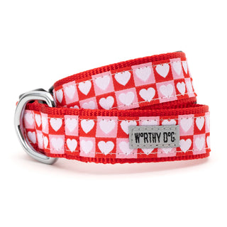 Colorblock Hearts Collar The Worthy Dog X Small Red/Pink