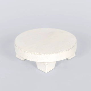 Wood round mini riser pedestal, white finish, 6x6x2 inches