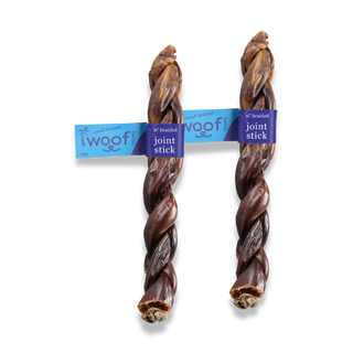 6in braided collagen joint sticks dog treat, grass-fed beef flavor, 2 pieces
