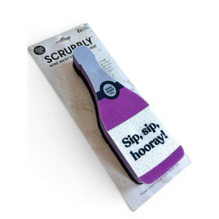 Scrubbly kitchen sponge Sip Hooray, Wine Wash Co., purple and lavender dual-tone with black scrub layer.