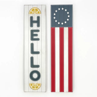 Reversible Wood Sign (Hello Lemon/Flag) Adams Summer Adams & Co.