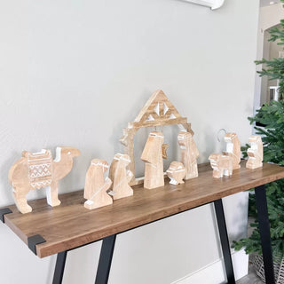 Mango Wood Nativity Scene Christmas Adams & Co.