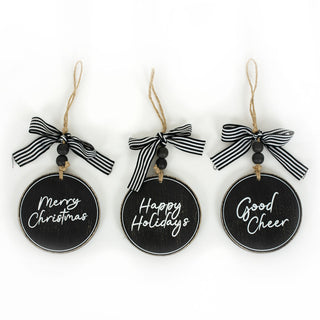 Wood Round Tags S/3 (Mry/Hpy/Gd) Adams Christmas Adams & Co.   