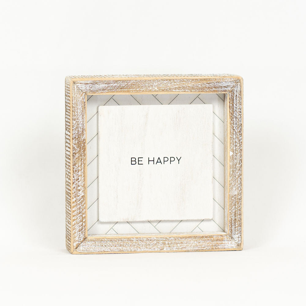 Reversible Wood Framed Herringbone Sign (Happy/Dream) Adams Everyday Adams & Co.   