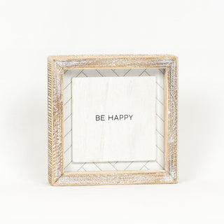 Reversible Wood Framed Herringbone Sign (Happy/Dream) Adams Everyday Adams & Co.   