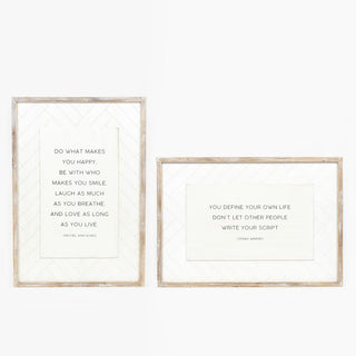 Reversible Wood Framed Herringbone Sign (Hpy/Scrpt) Adams Everyday Adams & Co.   
