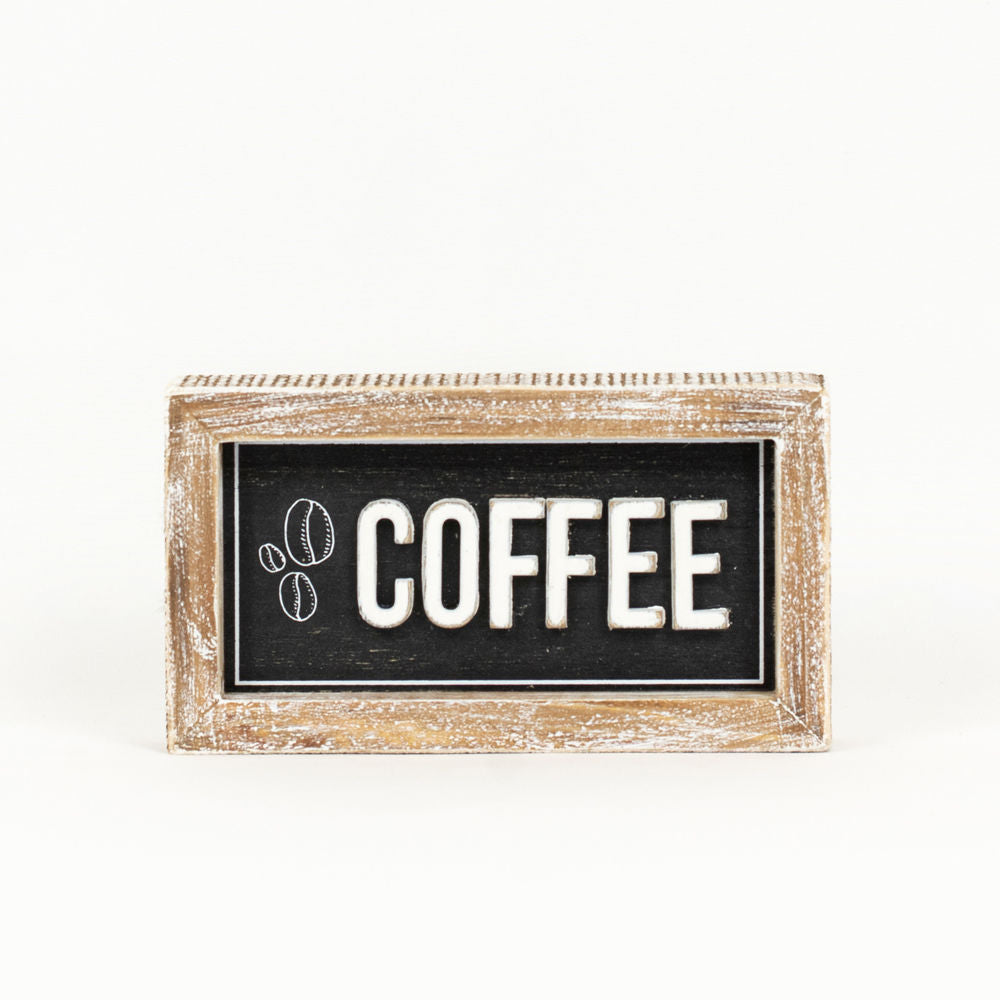 Reversible Wood Framed Sign (Fresh/Coffee) White/black Adams Everyday Adams & Co.   