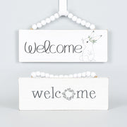 Reversible Hanging Wood Sign w/ Beads (Welcome) +  Badams   