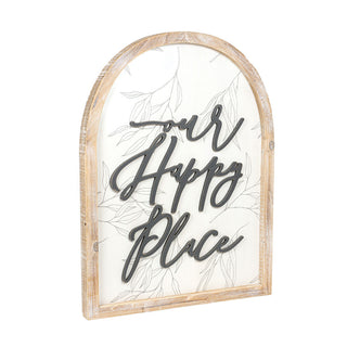 Reversible Wood Framed Arched Plaque Sign (Welcome/Happy) Adams Everyday Adams & Co.   