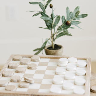 Wood Chess Box - Natural & White + Badams