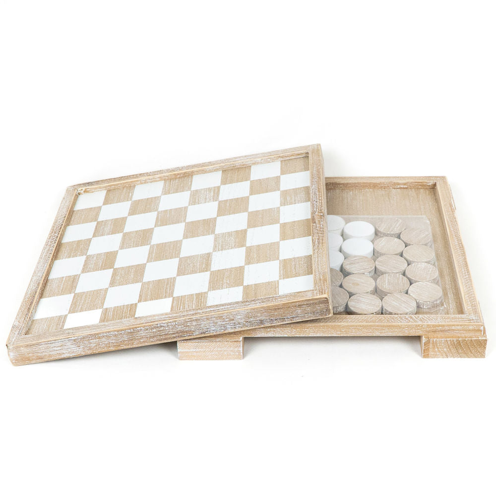 Wood Chess Box - Natural & White Adams Everyday Adams & Co.   