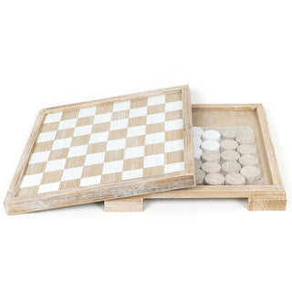 Wood Chess Box - Natural & White + Badams