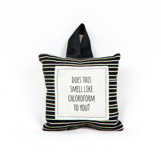 Hanging Pillow with Ribbon (CHLOROFORM) Black/White Adams Halloween Adams & Co.   