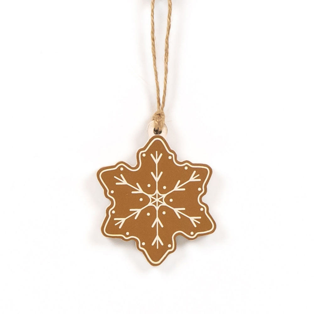 Reversible Wood Ornament (Snowflake) White/Brn Adams Christmas Adams & Co.   