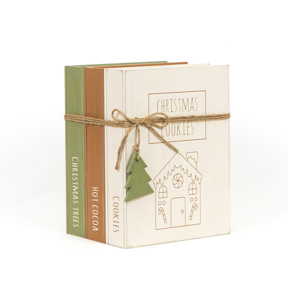 Wood Book Stack (Christmas Cookies) Multicolor Adams Christmas Adams & Co.   