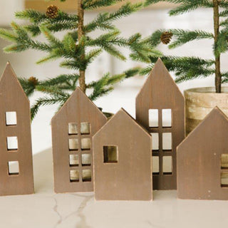 Wood Cutout S/5 Brown Houses Adams Christmas Adams & Co.   