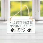 Reversible Hanging Wood Tile (All Guest Must Be Approved By The Dog) Black/White Adams Everyday Adams & Co.   