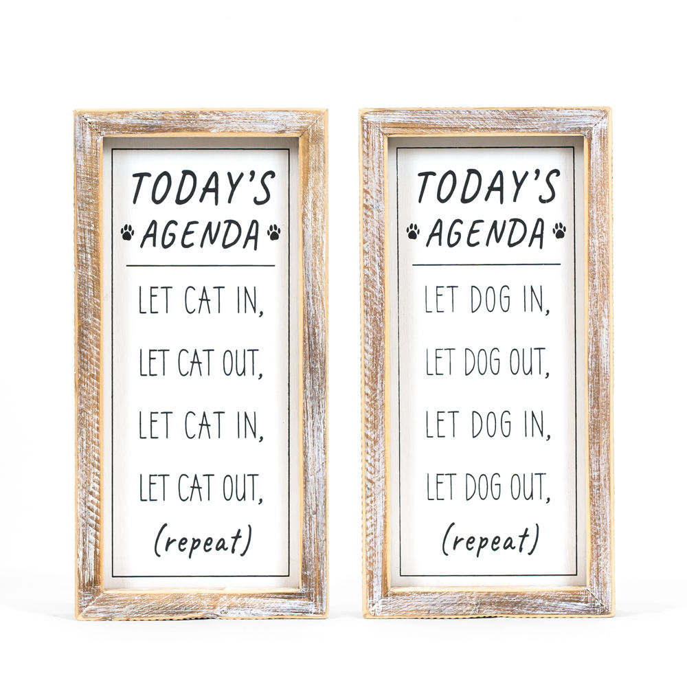 Reversible Wood Framed Sign (Today's Agenda) Black/White Adams Everyday Adams & Co.   