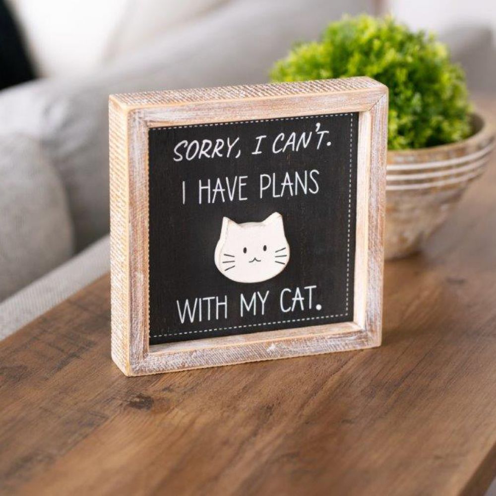 Reversible Wood Framed Sign (Sorry, I Have Plans With My Dog) Black/White Adams Everyday Adams & Co.   