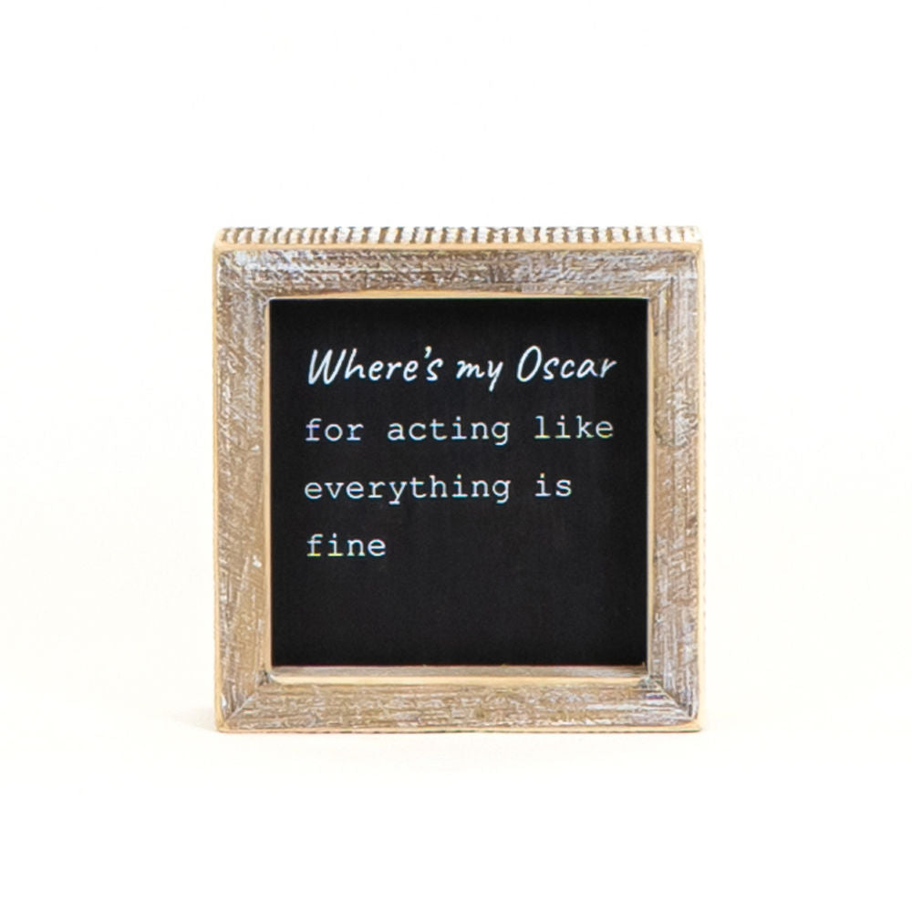 Reversible Wood Framed Sign (Where's My Oscar/Missed Calls) Black/White Adams Everyday Adams & Co.   