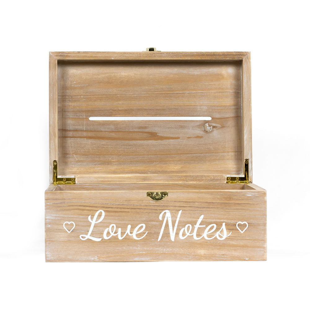 Wooden Hinged Box (Love Notes) Natural/White Adams Everyday Adams & Co.   
