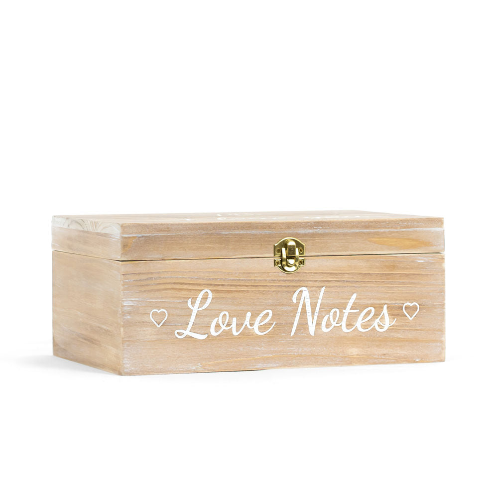 Wooden Hinged Box (Love Notes) Natural/White Adams Everyday Adams & Co.   