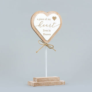 Wood Cutout On Stand (Piece Of My Heart) White/Natural Adams Everyday Adams & Co.   