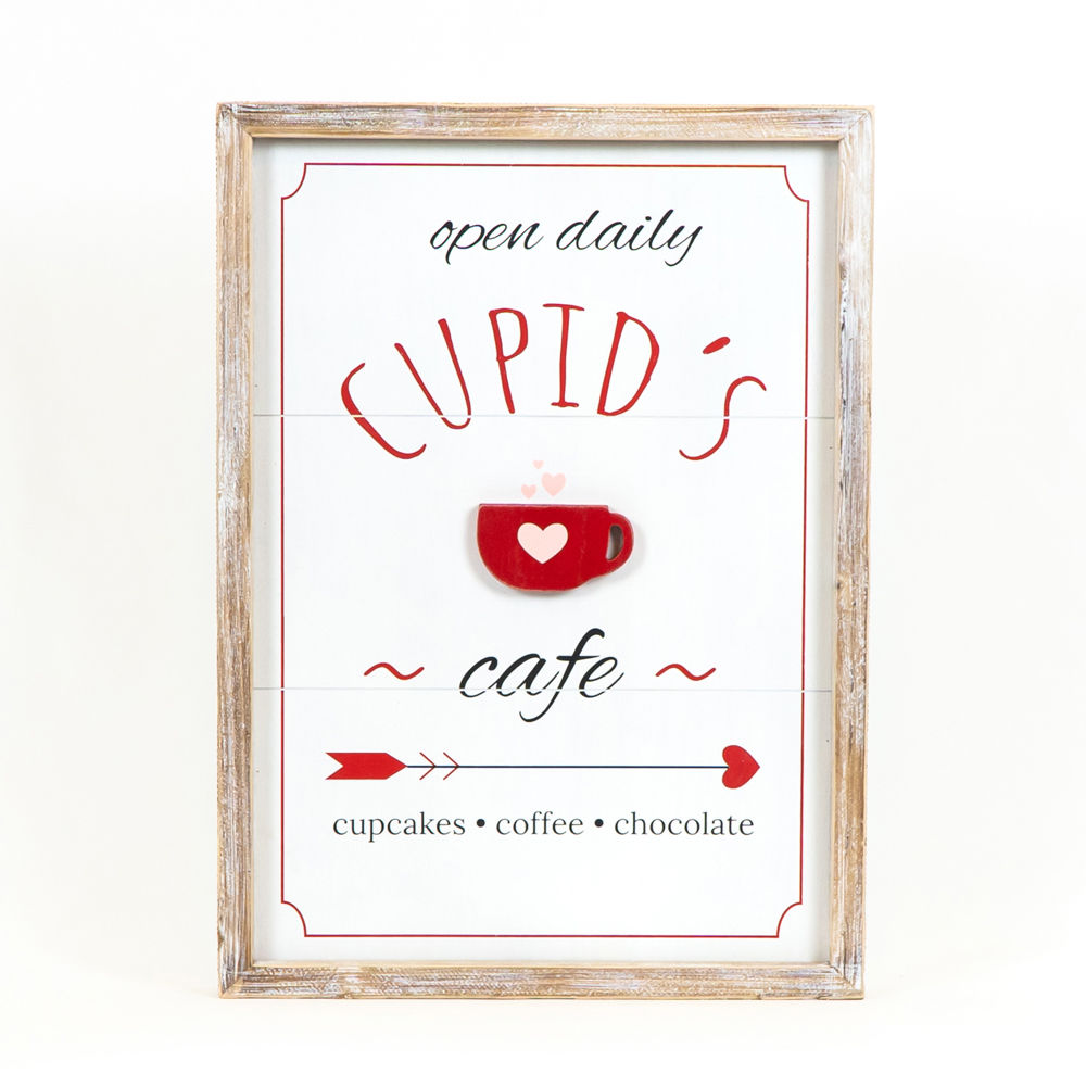 Reversible Wood Framed Sign (Cupid's Cafe/Lucky Market) Adams Valentines Adams & Co.   