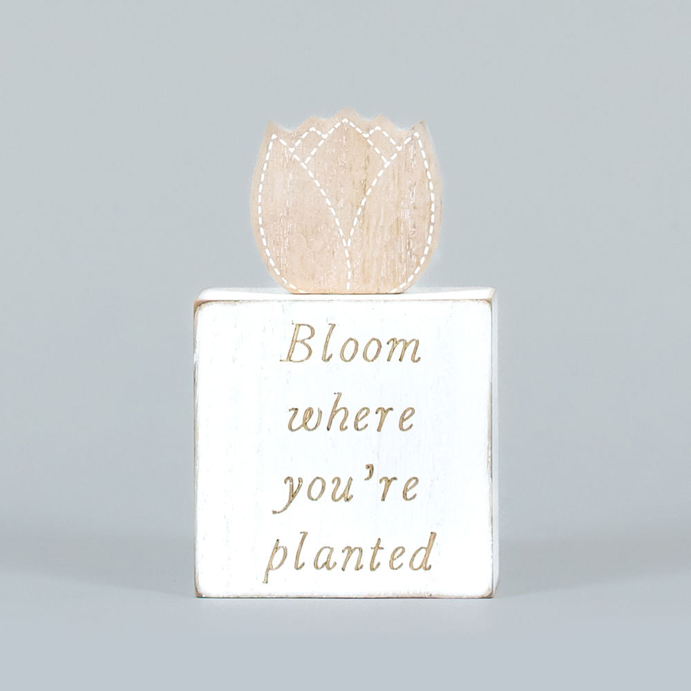 Reversible Wooden Block (Bloom Where You're Planted/Life Bloom) Adams Easter/Spring Adams & Co.   