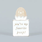 Reversible Wooden Block (Favorite Peep/Good Egg) White/Natural Adams Easter/Spring Adams & Co.   