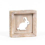 Reversible Wood Framed Sign (BUNNY/LOVES) Natural, White Adams Easter/Spring Adams & Co.   
