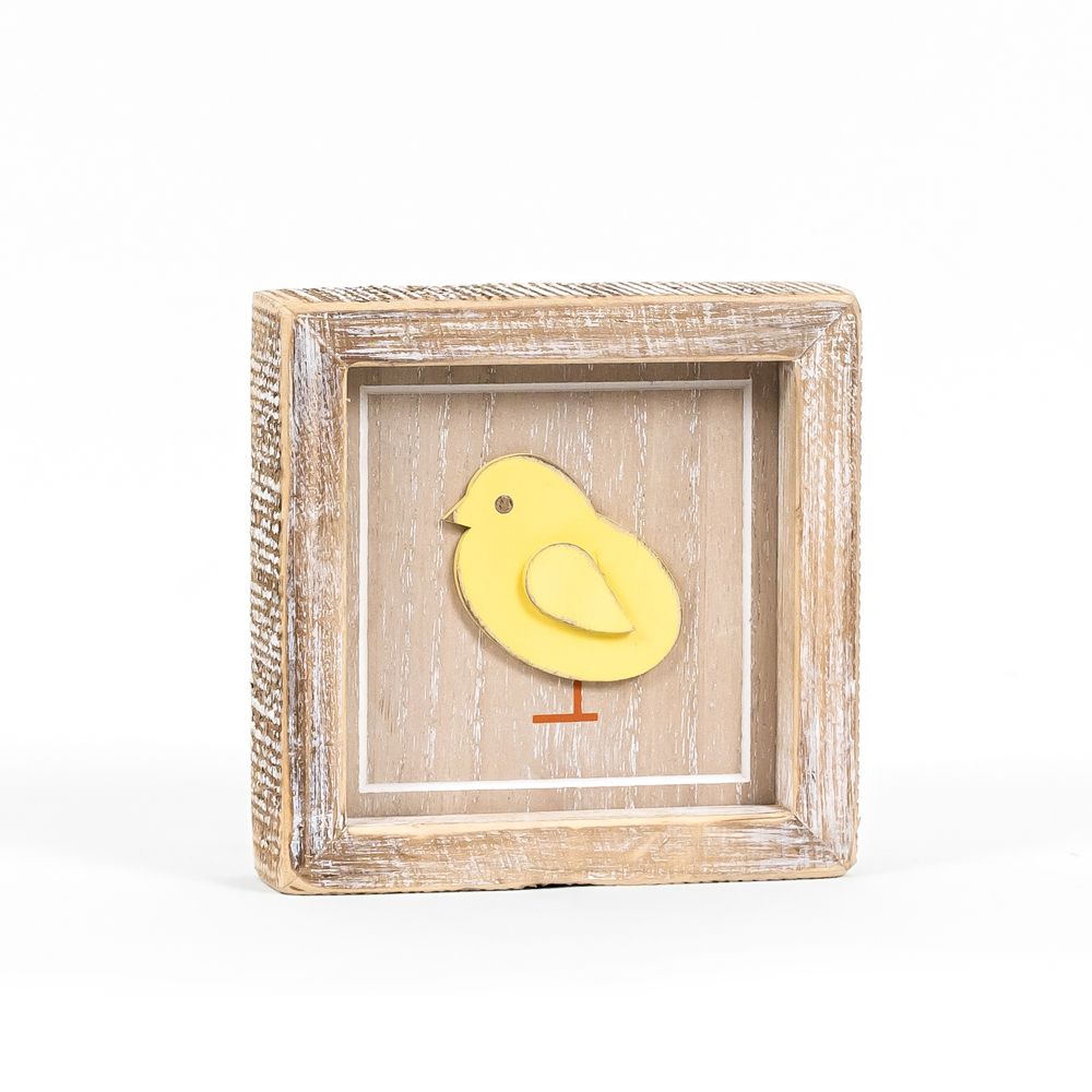 Reversible Wood Framed Sign (CHICK/PEEPS) Natural, White, Yellow Adams Easter/Spring Adams & Co.   
