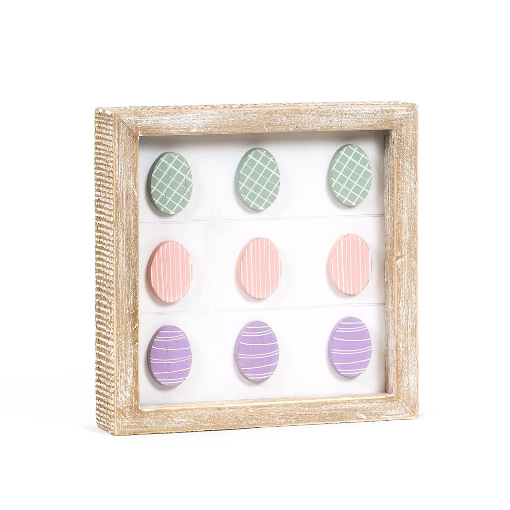 Reversible Wood Framed Sign (Egg/Flower) Pastel +  Badams   