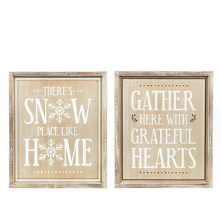 Reversible Wood Frame Sign (Snow/Gather) Adams Christmas Adams & Co.   