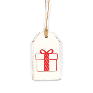 Reversible Wood Tag (Tree/Present) Rd/Wh Adams Christmas Adams & Co.   