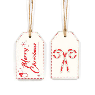 Reversible Wood Tag (Merry/Candy) Rd/Wh Adams Christmas Adams & Co.   