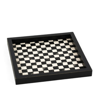 Wood Tray (Check) Bk/Wh Adams Christmas Adams & Co.   
