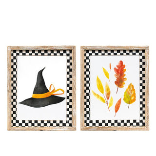 Reversible Wood Frame Sign (Hat/Leaf) Adams Halloween Adams & Co.